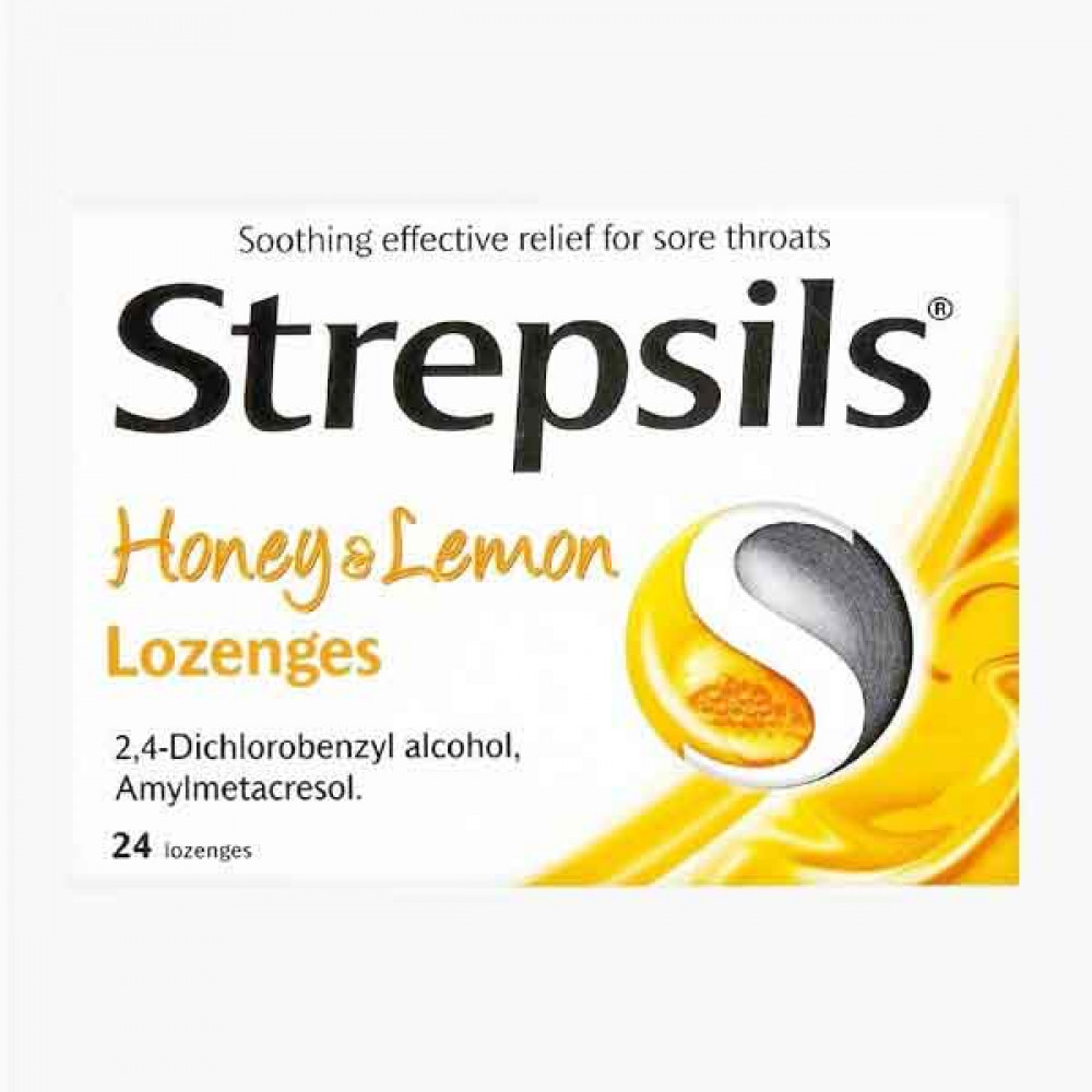 STREPSILS HONEY&LEMON ستريبليس اقراص لالتهاب الحلق ولاذن بالعسل والليمون