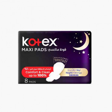 KOTEX MAXI NIGHT TIME 8'S كوتكس فوط صحية ماكسي الليلية 8 حبات 