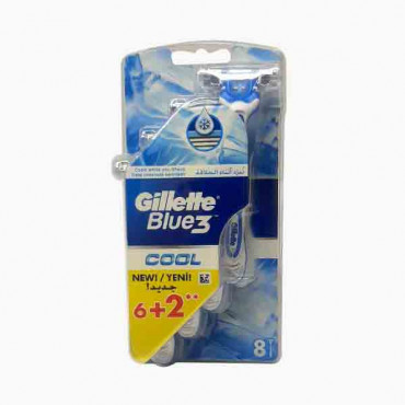 GILLETTE BLUE3 DISPOSABLES 6+2 FREE جيليت  بلو3 شفرات حلاقة 6 حبات + 2 حبة مجانا