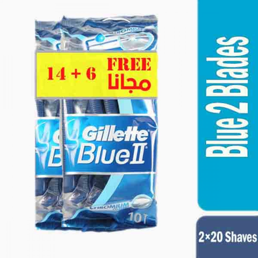 GILLETTE BLUE-II RAZOR 14+6 FREE 0