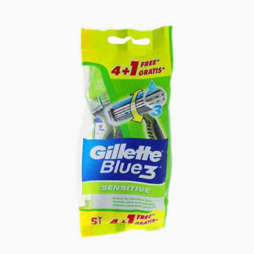 GILLETTE BLUE3 SIMPLE DISPSABLE 4+1 FREE جيليت بلو3 شفرة حلاقة 4 حبات + 1 مجانا