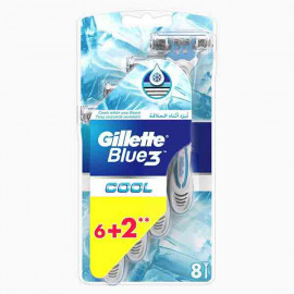 GILLETTE BLUE 3 COOL DISPOSABLE 6+2 FREE شفرات جيليت تبرد اثناء الحلاقة 6+2مجانا