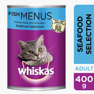 WHISKAS SEAFOOD SELECTION 400GM ويسكاس طعام القطط ماكولات بحرية منوعة 400  غم 