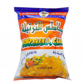 AL MUDHISH TORTILLA CHIPS PIZZA FLAV.200GM شيبس نكهة بيتزا المدهش 200ج